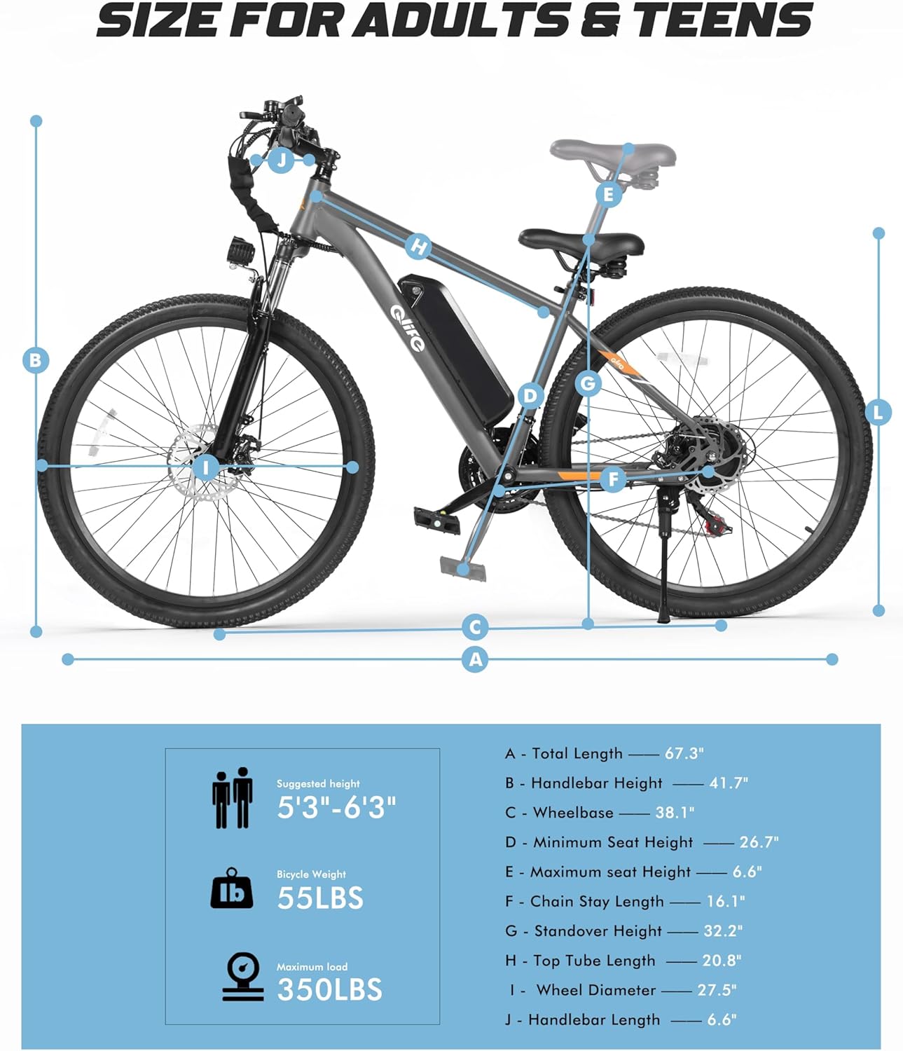 Qlife Racer Electric Bike for Adults - 21-Speed Mountain Ebike with Peak 1200W 28MPH Brushless Motor, 48V10.4Ah Removable Battery, 27.5X2.1 Tire Step Over E-MTB, Up to 50 Miles(PAS1), E Bikes
