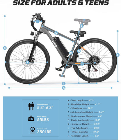Qlife Racer Electric Bike for Adults - 21-Speed Mountain Ebike with Peak 1200W 28MPH Brushless Motor, 48V10.4Ah Removable Battery, 27.5X2.1 Tire Step Over E-MTB, Up to 50 Miles(PAS1), E Bikes