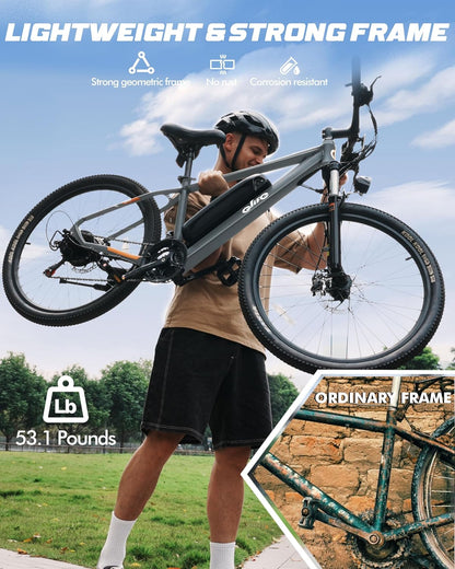 Qlife Racer Electric Bike for Adults - 21-Speed Mountain Ebike with Peak 1200W 28MPH Brushless Motor, 48V10.4Ah Removable Battery, 27.5X2.1 Tire Step Over E-MTB, Up to 50 Miles(PAS1), E Bikes
